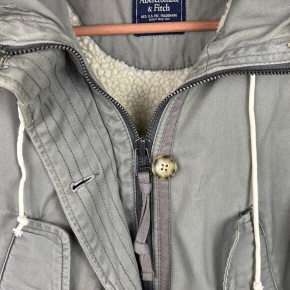 Abercrombie & Fitch Women's Hooded Parka Coat Sz S Removable Fur Sherpa lined - Picture 5 of 16